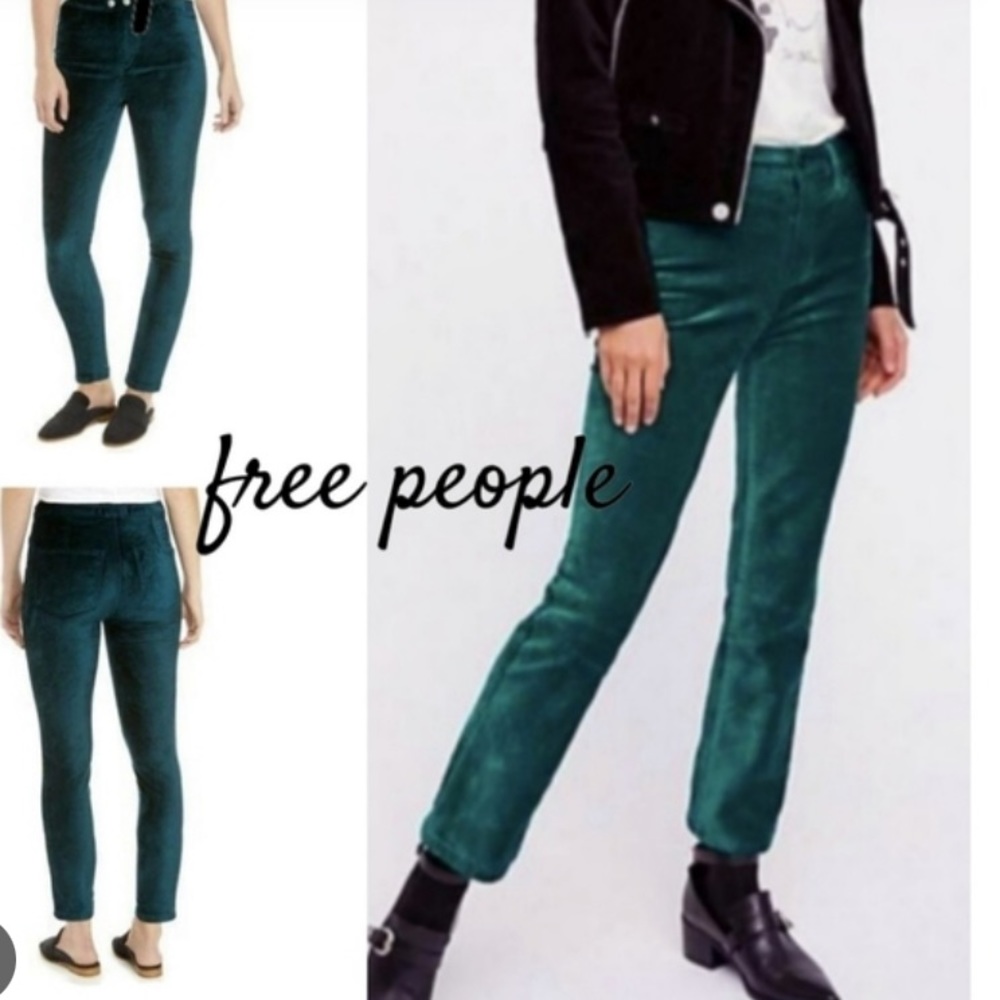 😎Free People deep teal velvet pant